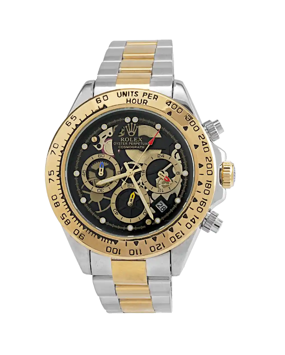 خرید ساعت مچی مردانه رولکس ROLEX مدل DAYTONA کد 1041 دیتونا OYESTER سه موتوره بهترین قیمت بند استیل نقره ای طلایی