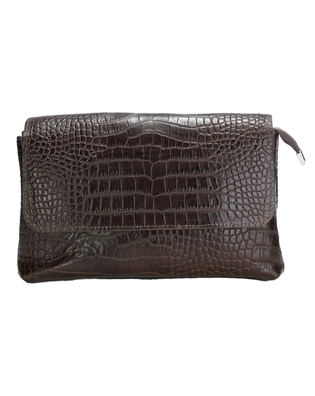 کیف دوشی زنانه چرم طبیعی مدل پردیس کد 1564 رنگ قهوه ای و جنس چرم کرکودیل اصل و بسیار جادار، همراه با بند رودوشی بلند قابل تنظیم