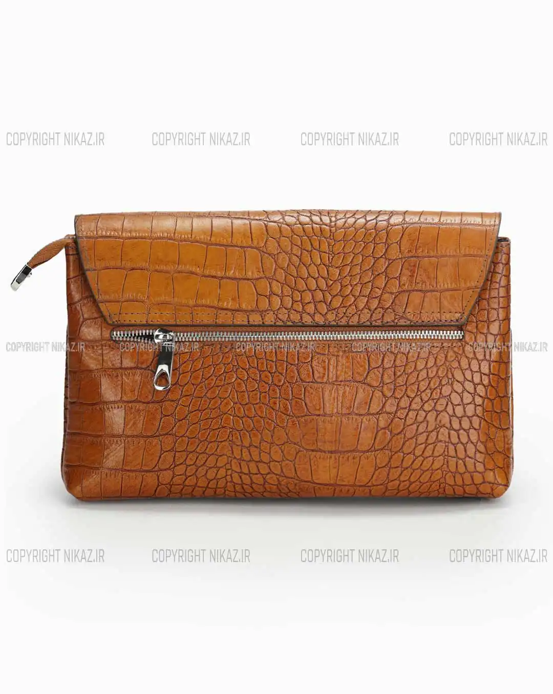 کیف دوشی زنانه چرم طبیعی مدل پردیس کد 1565 رنگ عسلی و جنس چرم کرکودیل اصل و بسیار جادار، همراه با بند رودوشی قابل تنظیم