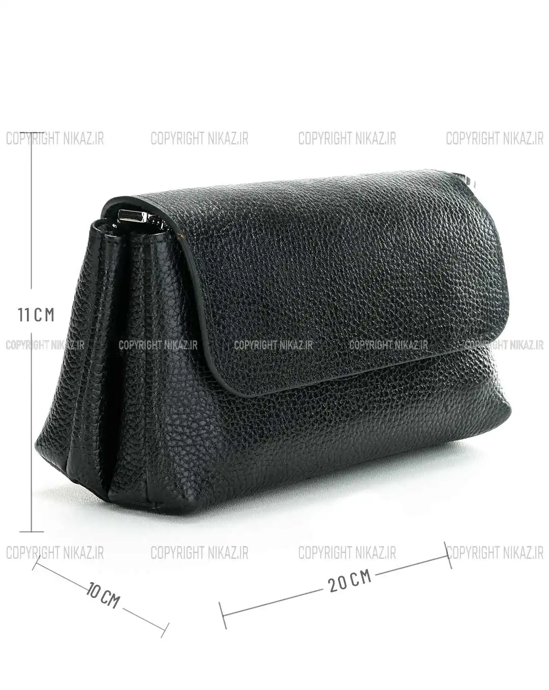 کیف دوشی زنانه چرم طبیعی مدل بهسا کد 1570 رنگ مشکی و جنس چرم فلوتر گاوی و دارای بند بلند رودوشی قابل تنظیم و دارای محفظه زیاد