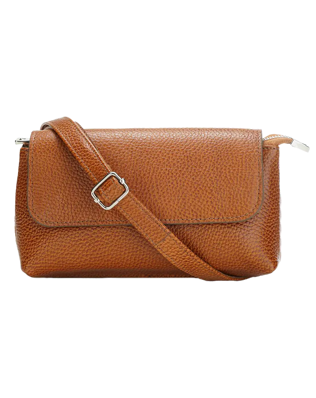 کیف دوشی زنانه چرم طبیعی مدل بهسا کد 1571 رنگ عسلی و جنس چرم فلوتر گاوی و دارای بند بلند رودوشی قابل تنظیم و دارای محفظه زیاد