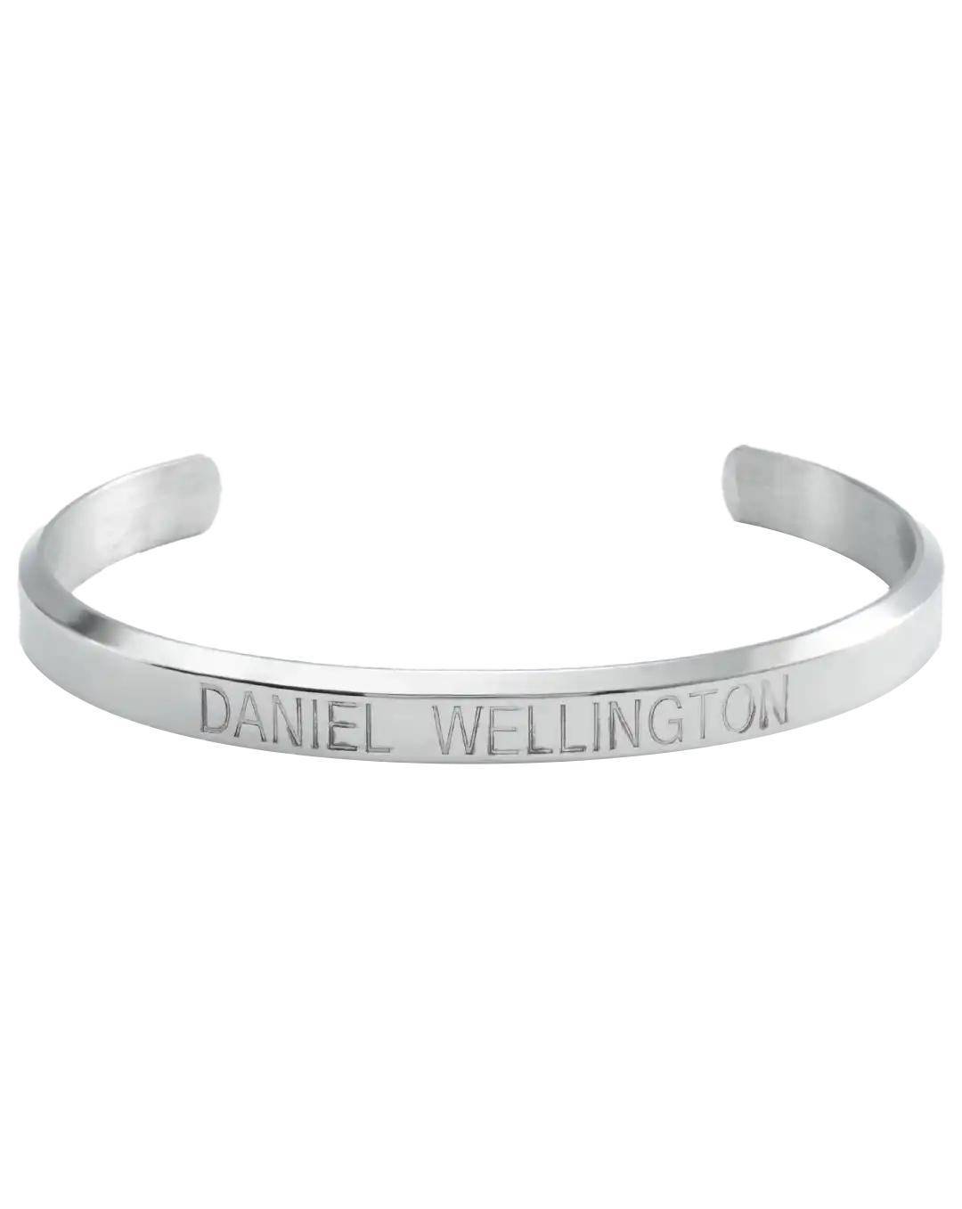 دستبند استیل زنانه دنیل ولینگتون مدل بنگل کد 1419 طرح DANIEL WELLINGTON رنگ نقره ای و حک برند روی دستبند و اورجینال و رنگ ثابت و دارای جعبه